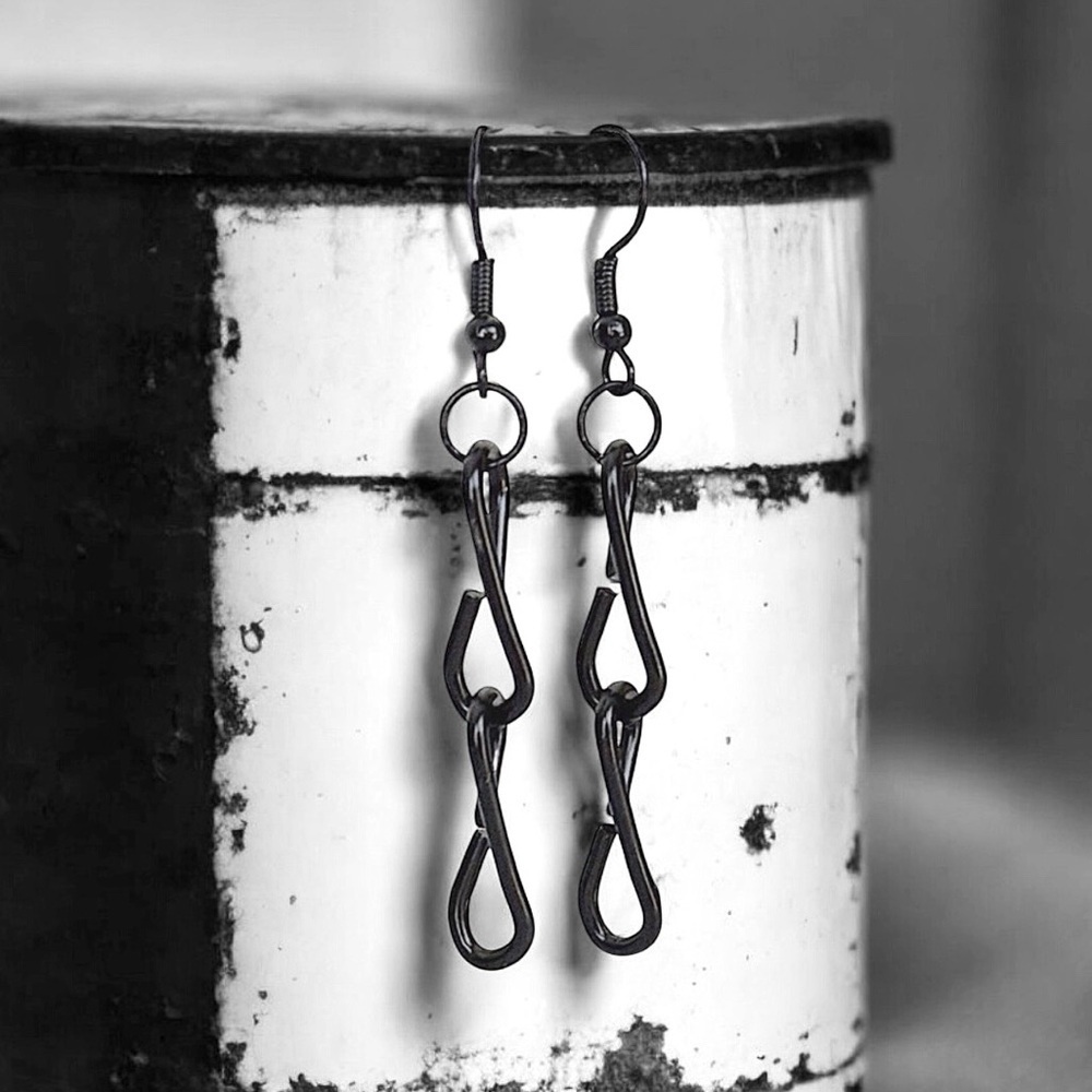 5 For $25💫Alternative Grunge Black Chain Links Dangles Earrings